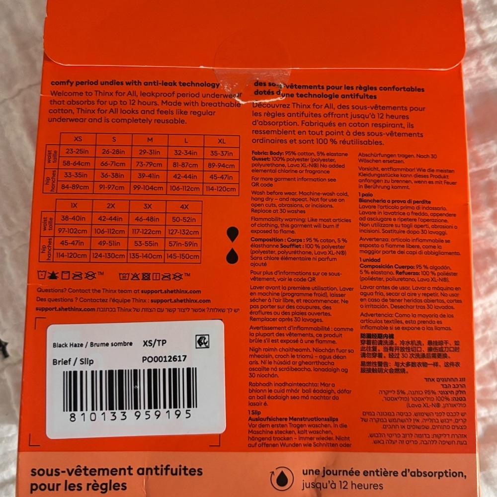 Thinx Women’s Leakproof Period Briefs - Black (In Packaging) - Picture 2 of 12